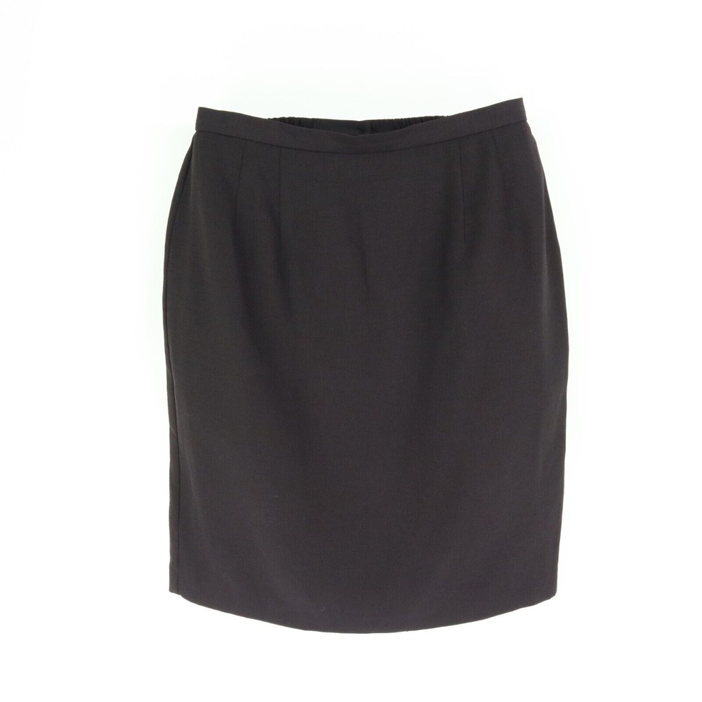 Knee Length Black Skirt Lined Straight Womens Size 14 Stretch Waist Plaza South‎